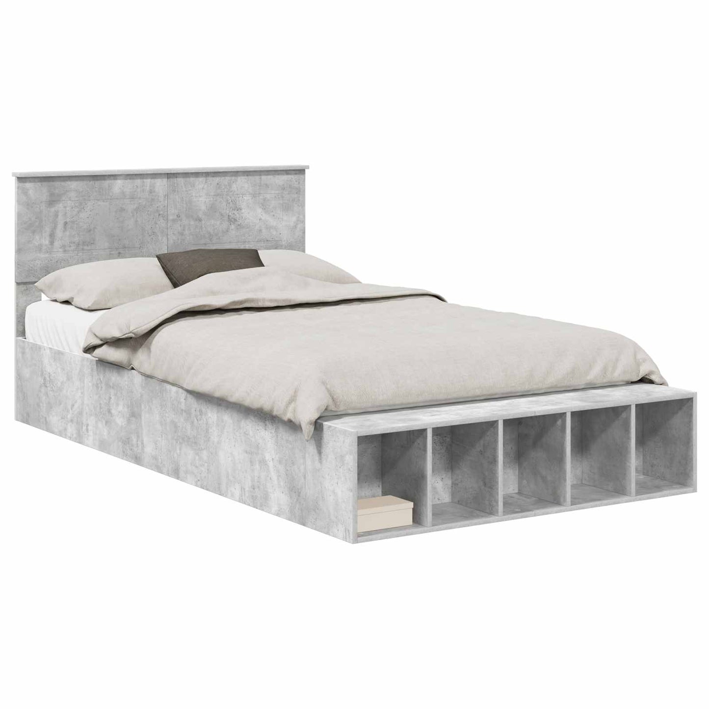 Struttura del letto con lo scaffale Grigio cemento 135 x 190 cm