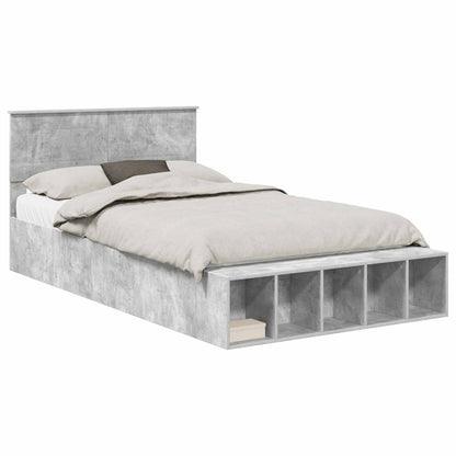 Struttura del letto con lo scaffale Grigio cemento 135 x 190 cm
