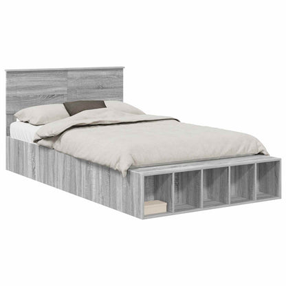 Struttura del letto con lo scaffale Grigio Sonoma 135 x 190 cm