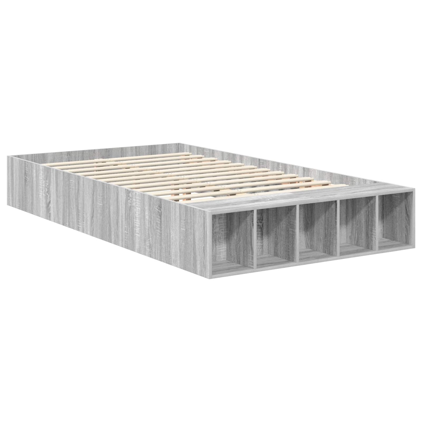 Struttura del letto con lo scaffale Grigio Sonoma 135 x 190 cm