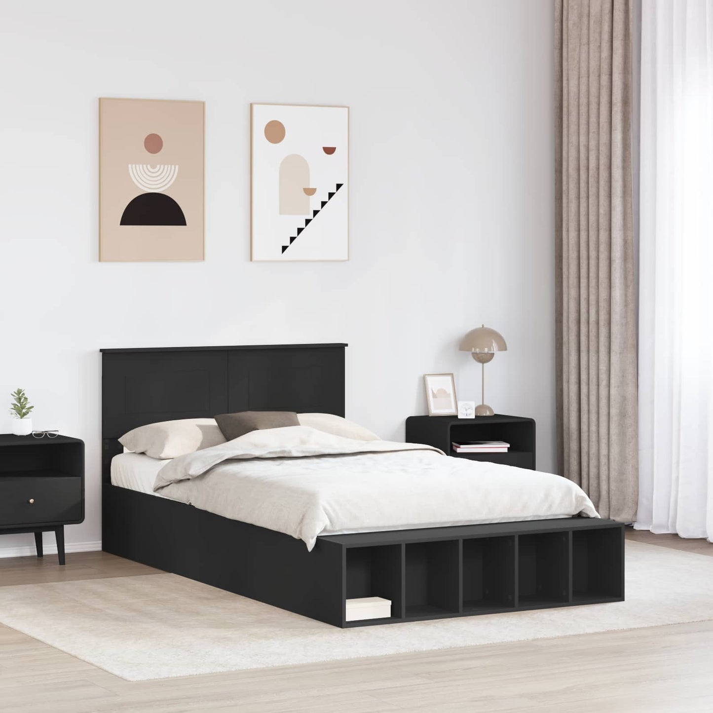 Struttura del letto Nero 120 x 190 cm Legno multistrato