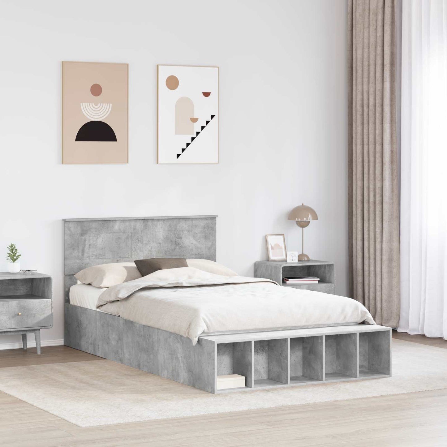 Struttura del letto con lo scaffale Grigio cemento 120 x 190 cm