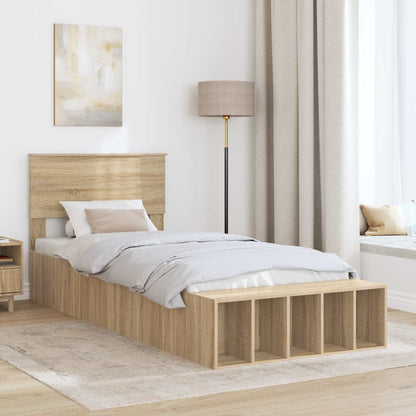 Struttura del letto con lo scaffale Rovere Sonoma 100 x 200 cm