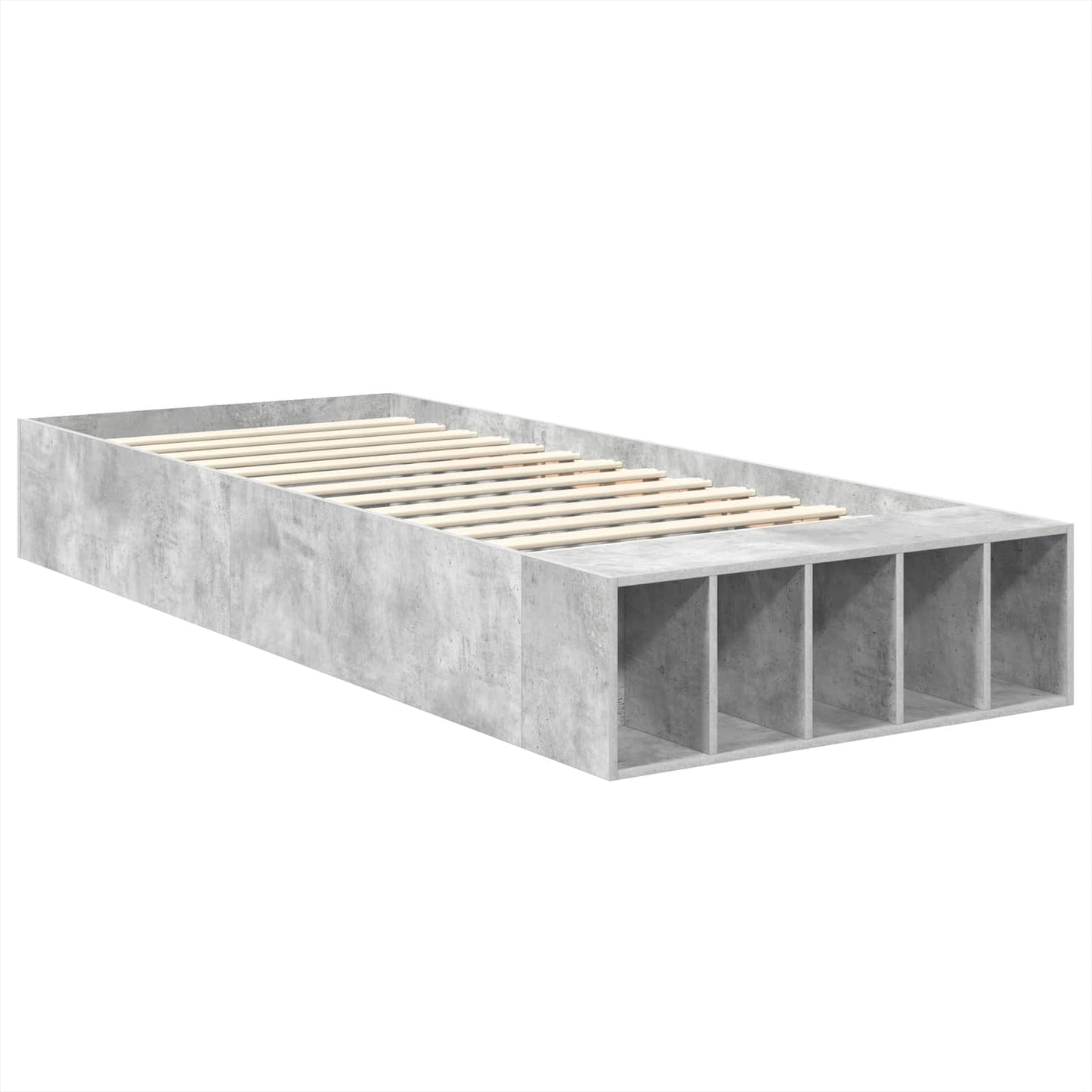 Struttura del letto con lo scaffale Grigio cemento 90 x 200 cm