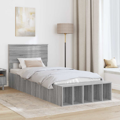 Struttura del letto con lo scaffale Grigio Sonoma 100 x 200 cm