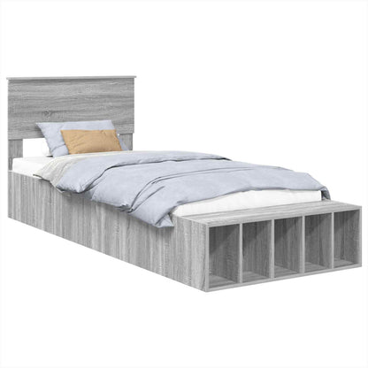 Struttura del letto con lo scaffale Grigio Sonoma 100 x 200 cm