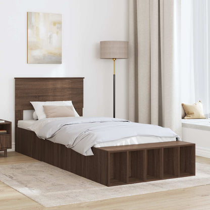 Struttura del letto con lo scaffale Rovere Marrone 100 x 200 cm