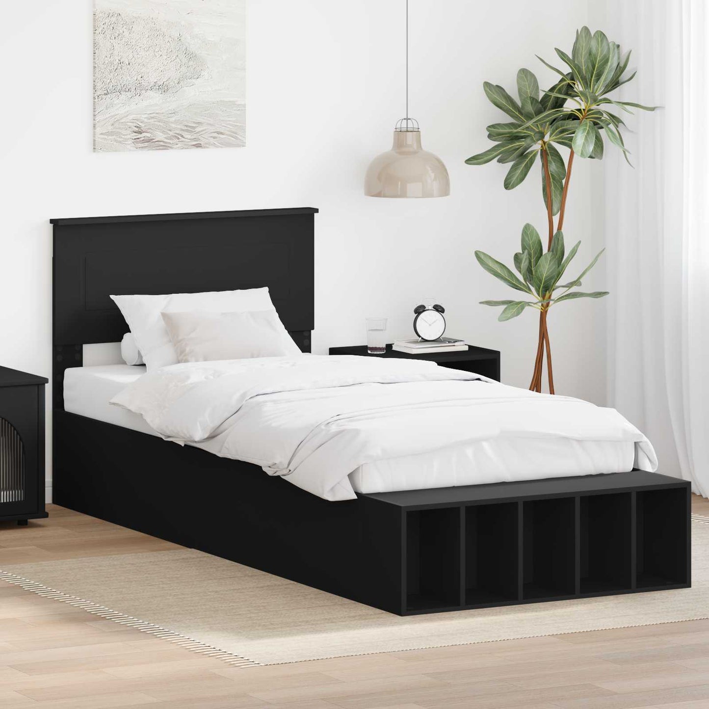 Struttura del letto Nero 90 x 190 cm Legno multistrato