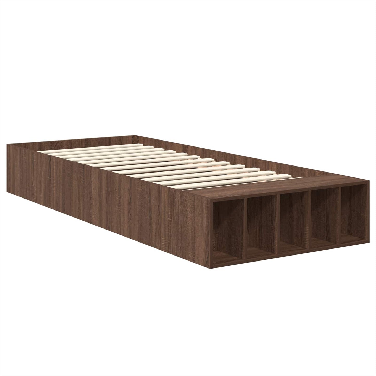 Struttura del letto con lo scaffale Rovere Marrone 90 x 190 cm