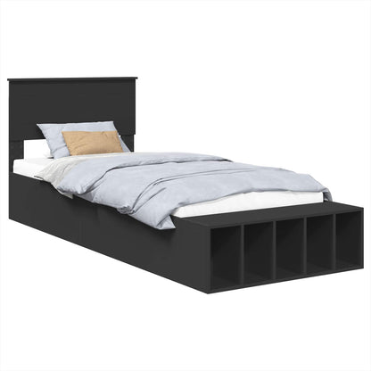 Struttura del letto Nero 75 x 190 cm Legno multistrato