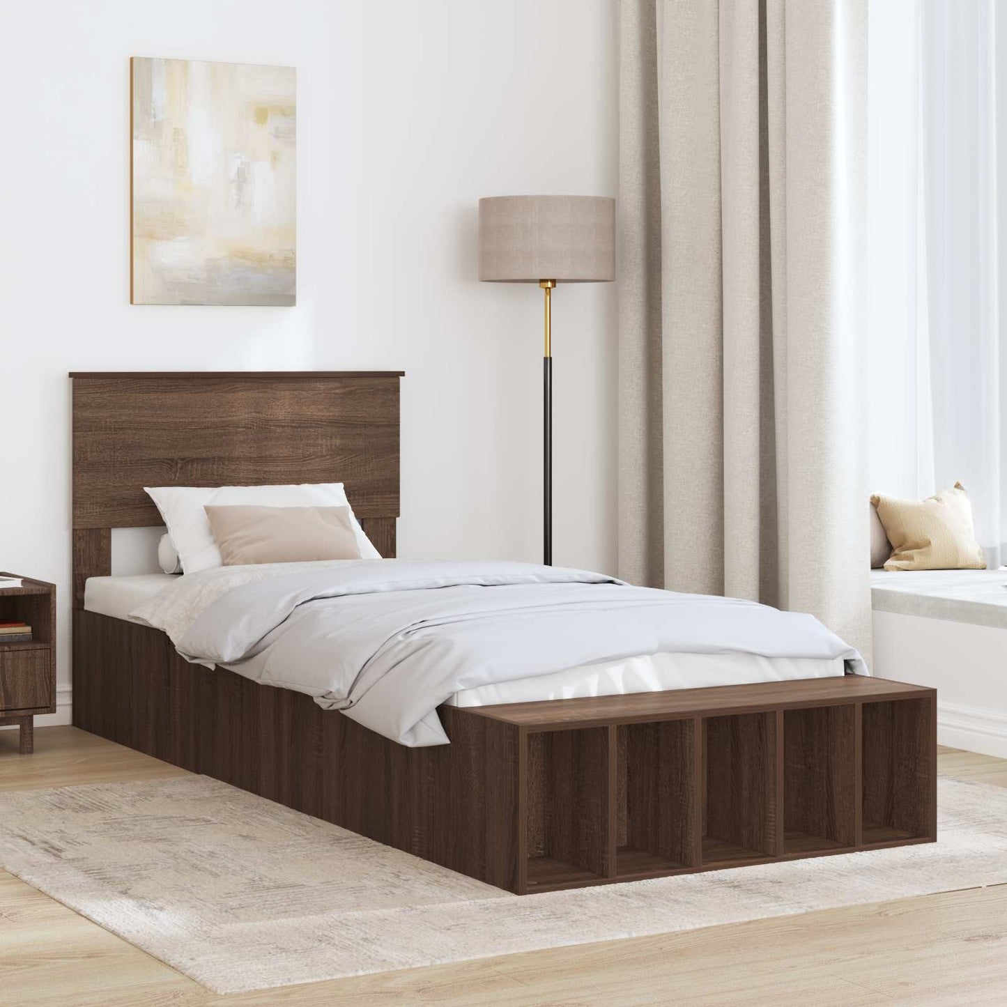 Struttura del letto con lo scaffale Rovere Marrone 75 x 190 cm
