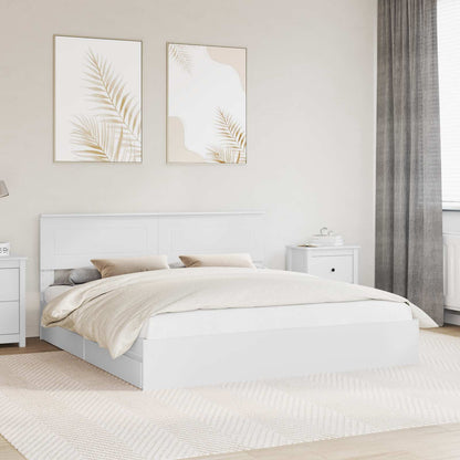 Letto con Contenitore Bianco 180 x 200 cm Legno multistrato
