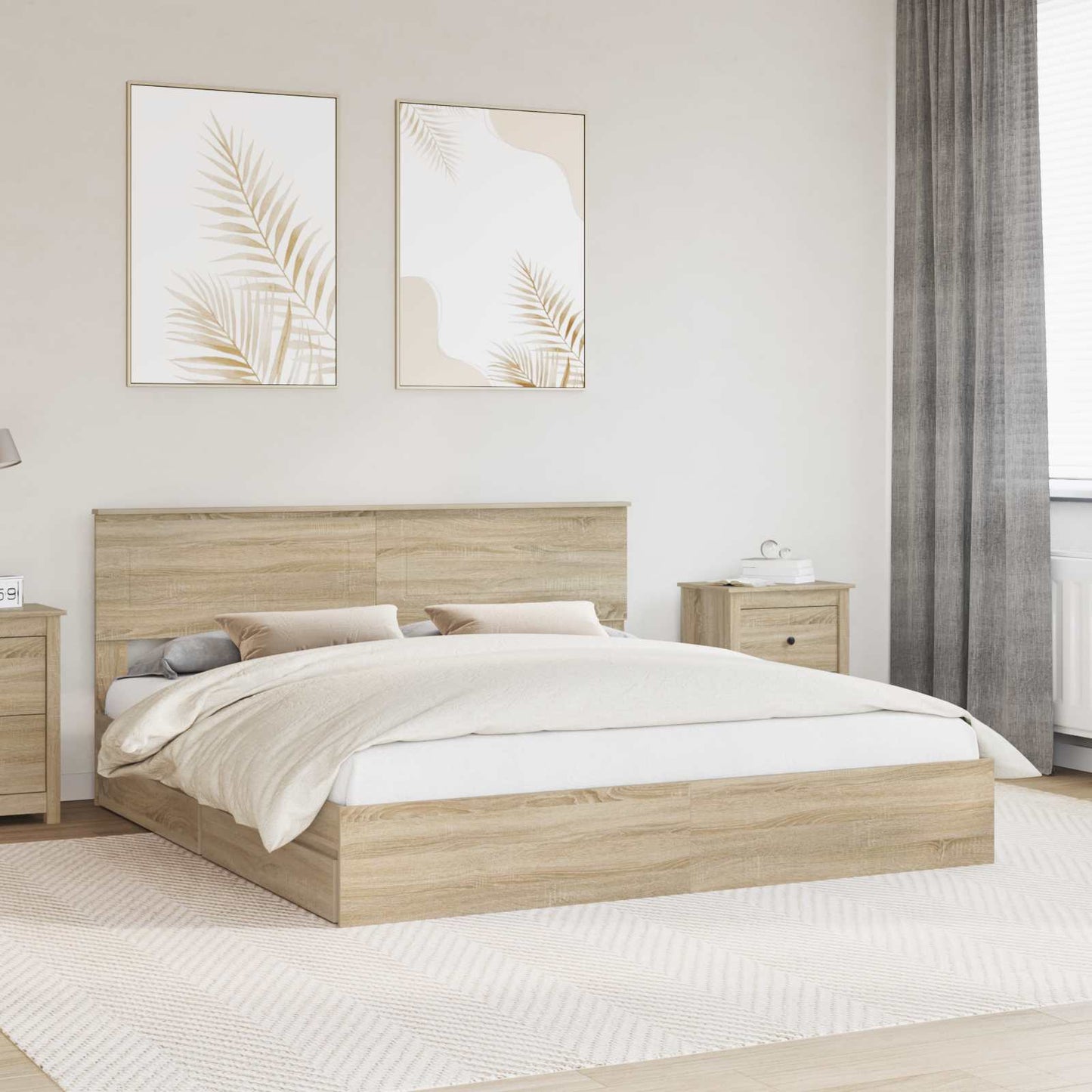 Letto con Contenitore con testiera Rovere Sonoma 180 x 200 cm