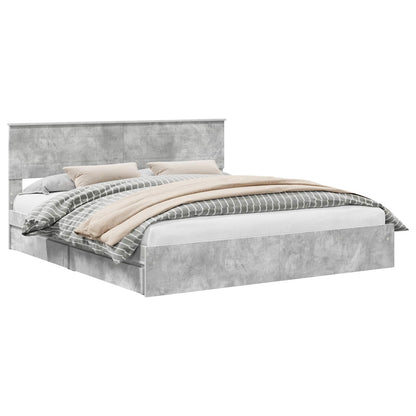 Letto con Contenitore con testiera Grigio cemento 180 x 200 cm