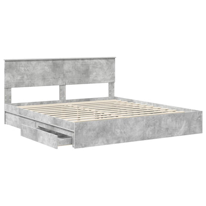 Letto con Contenitore con testiera Grigio cemento 180 x 200 cm