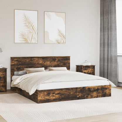Letto con Contenitore con testiera Rovere fumÃ© 180 x 200 cm