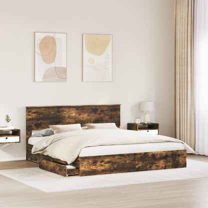 Letto con Contenitore con testiera Rovere fumÃ© 180 x 200 cm