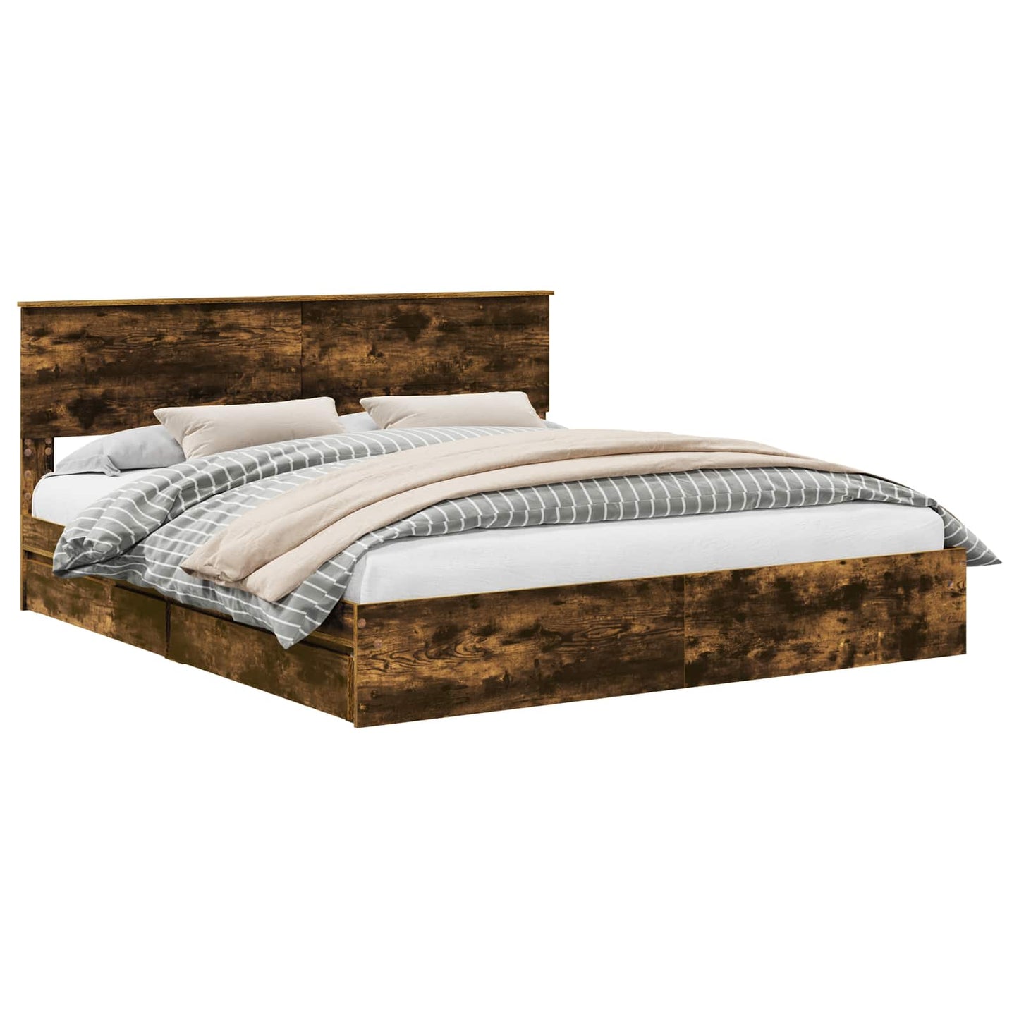 Letto con Contenitore con testiera Rovere fumÃ© 180 x 200 cm