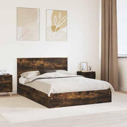 Letto con Contenitore con testiera Rovere fumÃ© 160 x 200 cm
