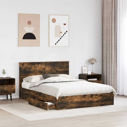Letto con Contenitore con testiera Rovere fumÃ© 160 x 200 cm