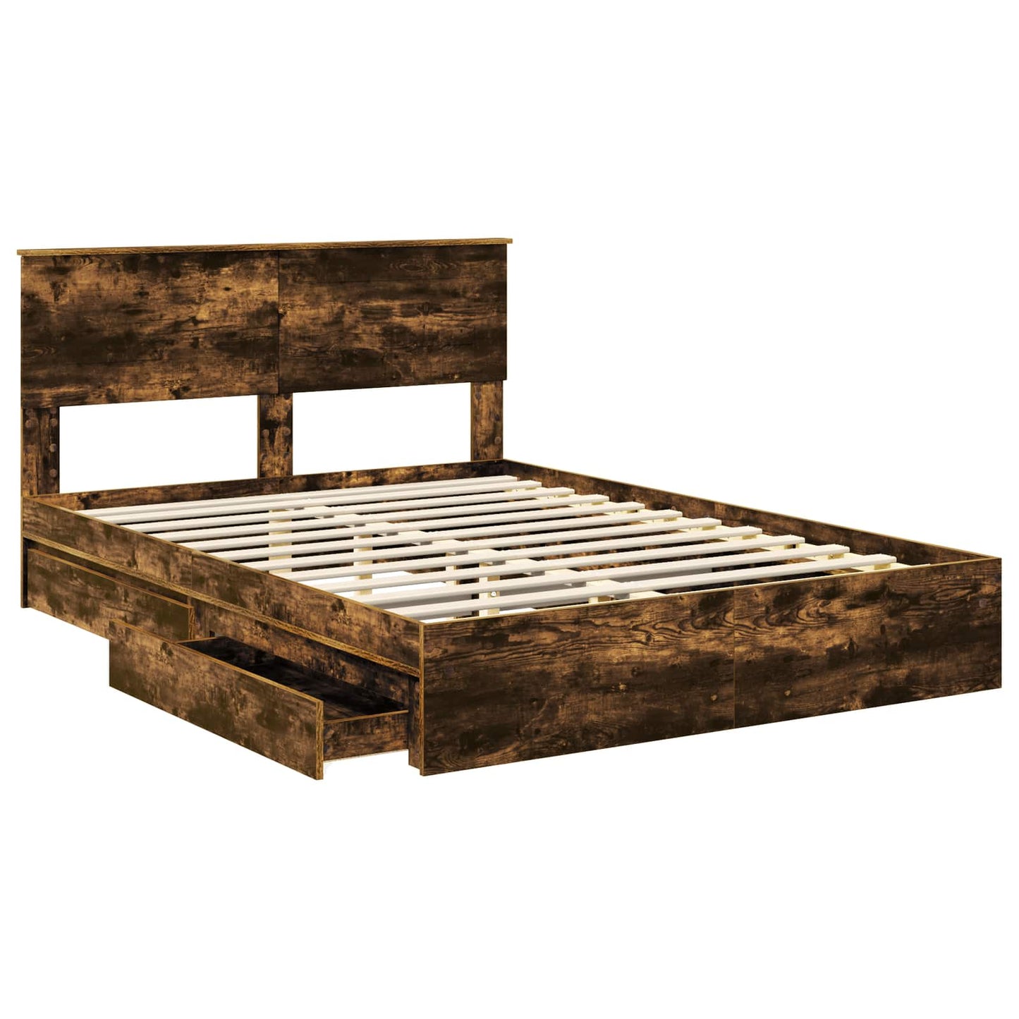 Letto con Contenitore con testiera Rovere fumÃ© 160 x 200 cm