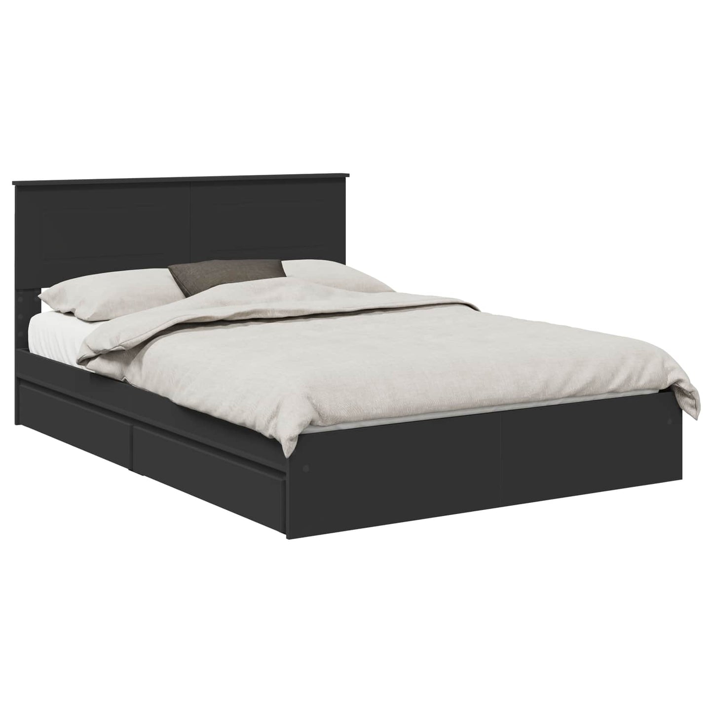 Letto con Contenitore Nero 150 x 200 cm Legno multistrato