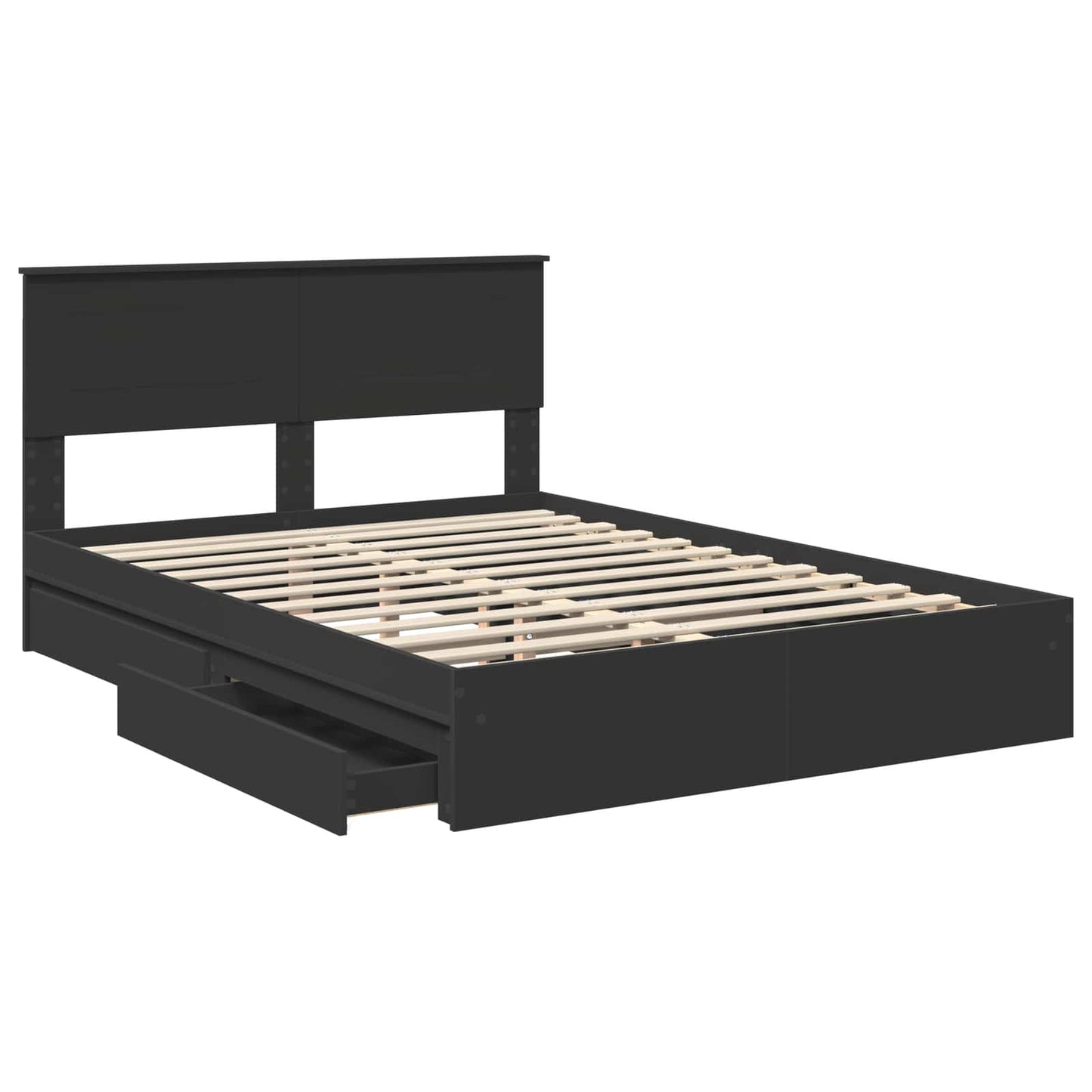 Letto con Contenitore Nero 150 x 200 cm Legno multistrato