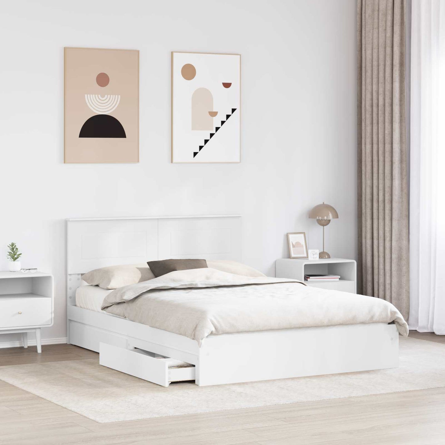 Letto con Contenitore Bianco 140 x 200 cm Legno multistrato