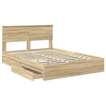 Letto con Contenitore con testiera Rovere Sonoma 140 x 200 cm
