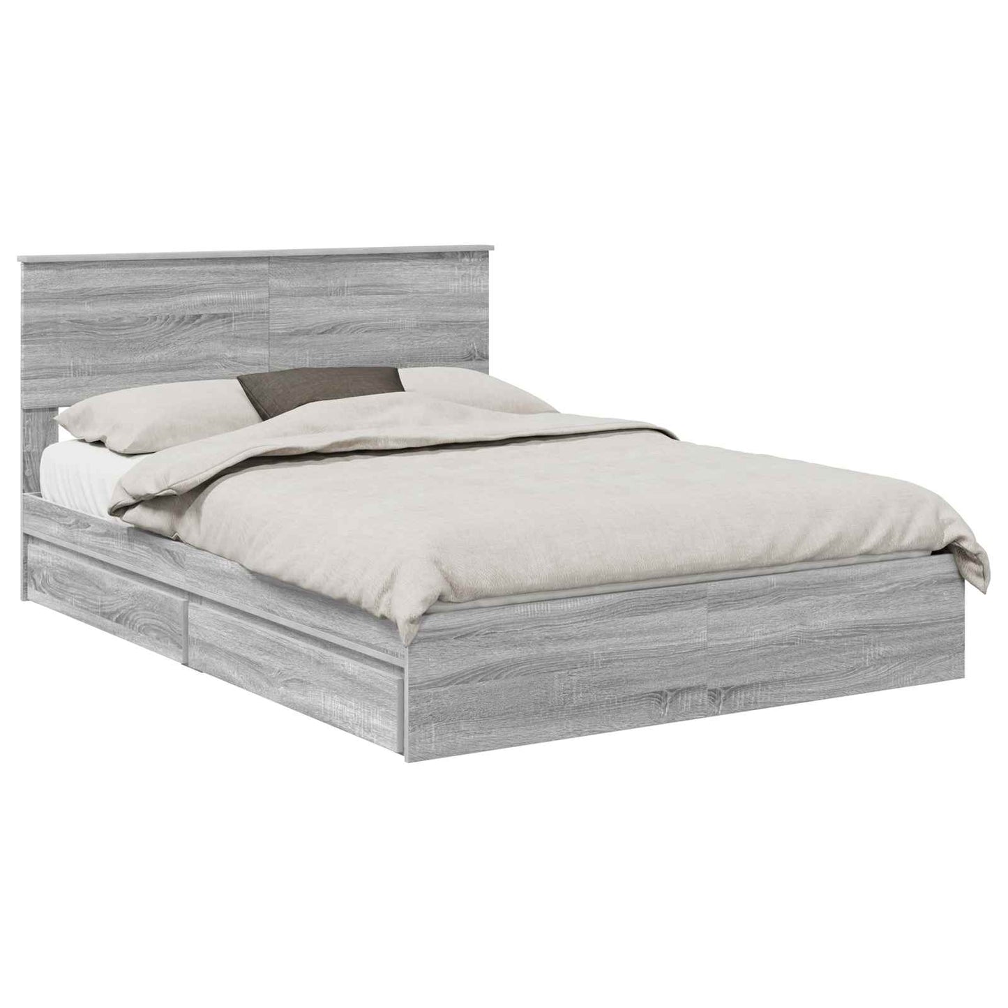 Letto con Contenitore con testiera Grigio Sonoma 140 x 200 cm