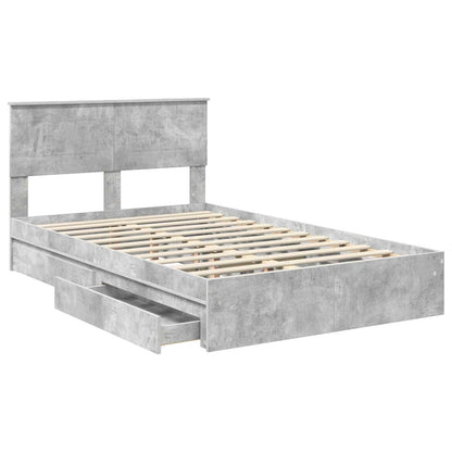 Letto con Contenitore con testiera Grigio cemento 135 x 190 cm