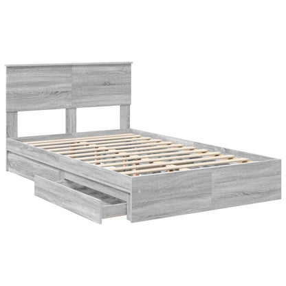 Letto con Contenitore con testiera Grigio Sonoma 135 x 190 cm