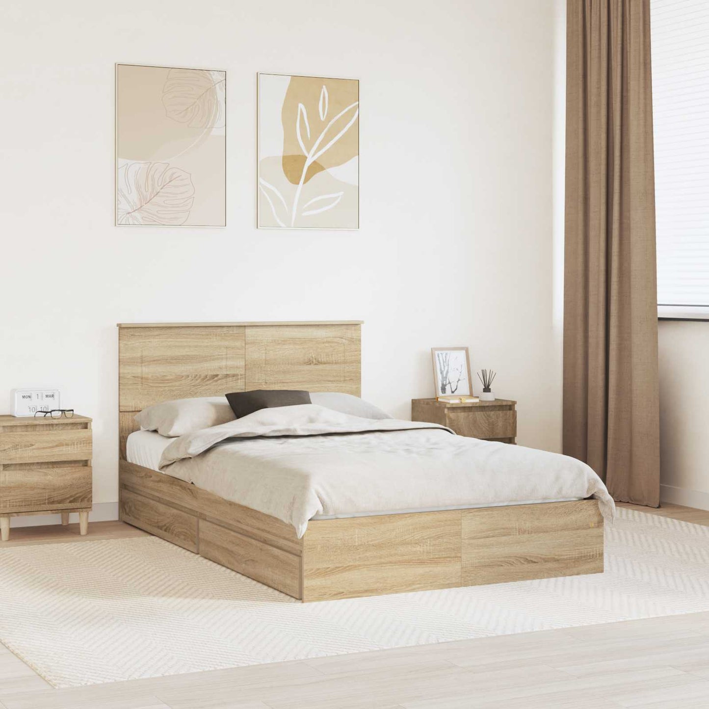 Letto con Contenitore con testiera Rovere Sonoma 120 x 190 cm