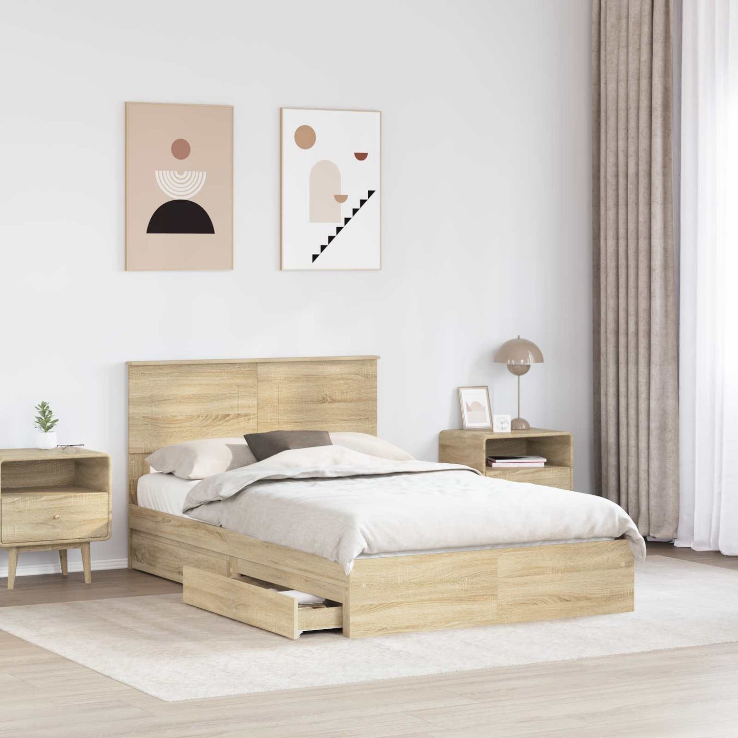 Letto con Contenitore con testiera Rovere Sonoma 120 x 190 cm