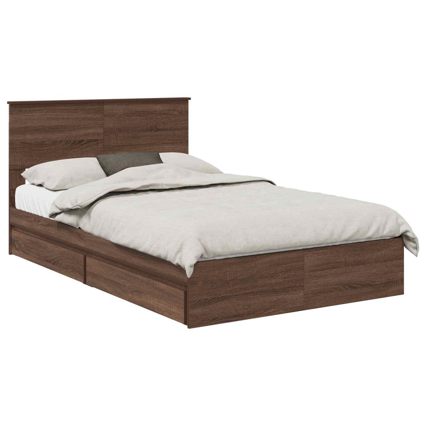 Letto con Contenitore con testiera Rovere Marrone 120 x 200 cm