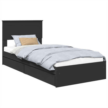 Letto con Contenitore Nero 100 x 200 cm Legno multistrato