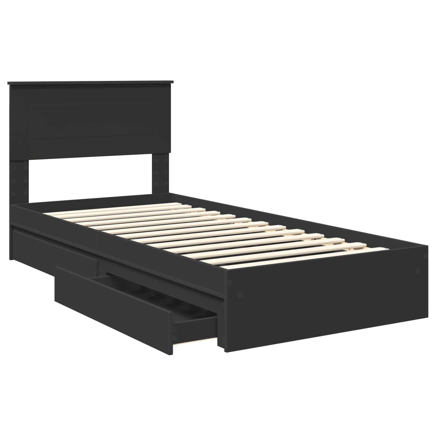 Letto con Contenitore Nero 100 x 200 cm Legno multistrato