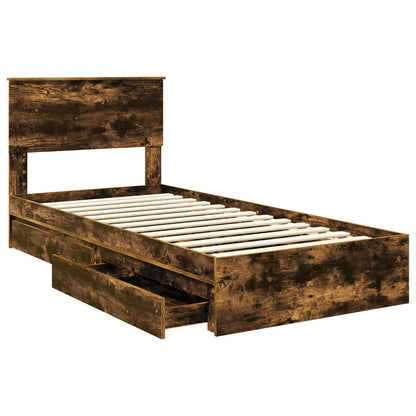 Letto con Contenitore con testiera Rovere fumÃ© 100 x 200 cm
