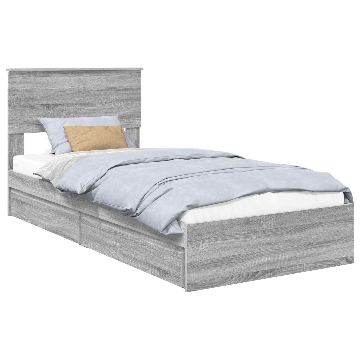 Letto con Contenitore con testiera Grigio Sonoma 100 x 200 cm