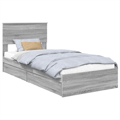 Letto con Contenitore con testiera Grigio Sonoma 100 x 200 cm