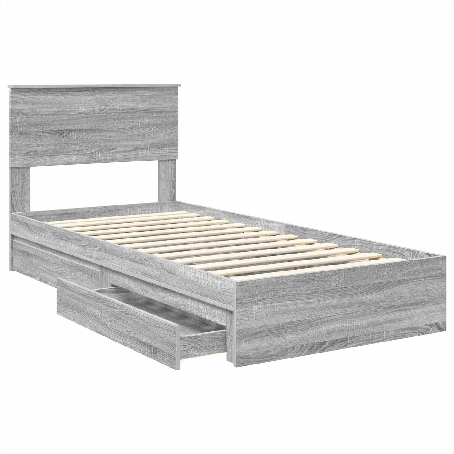 Letto con Contenitore con testiera Grigio Sonoma 100 x 200 cm