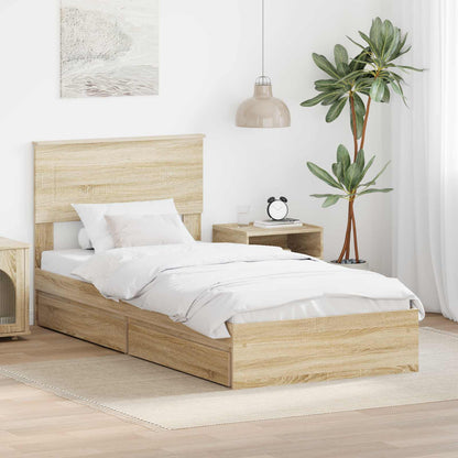 Letto con Contenitore con testiera Rovere Sonoma 90 x 190 cm
