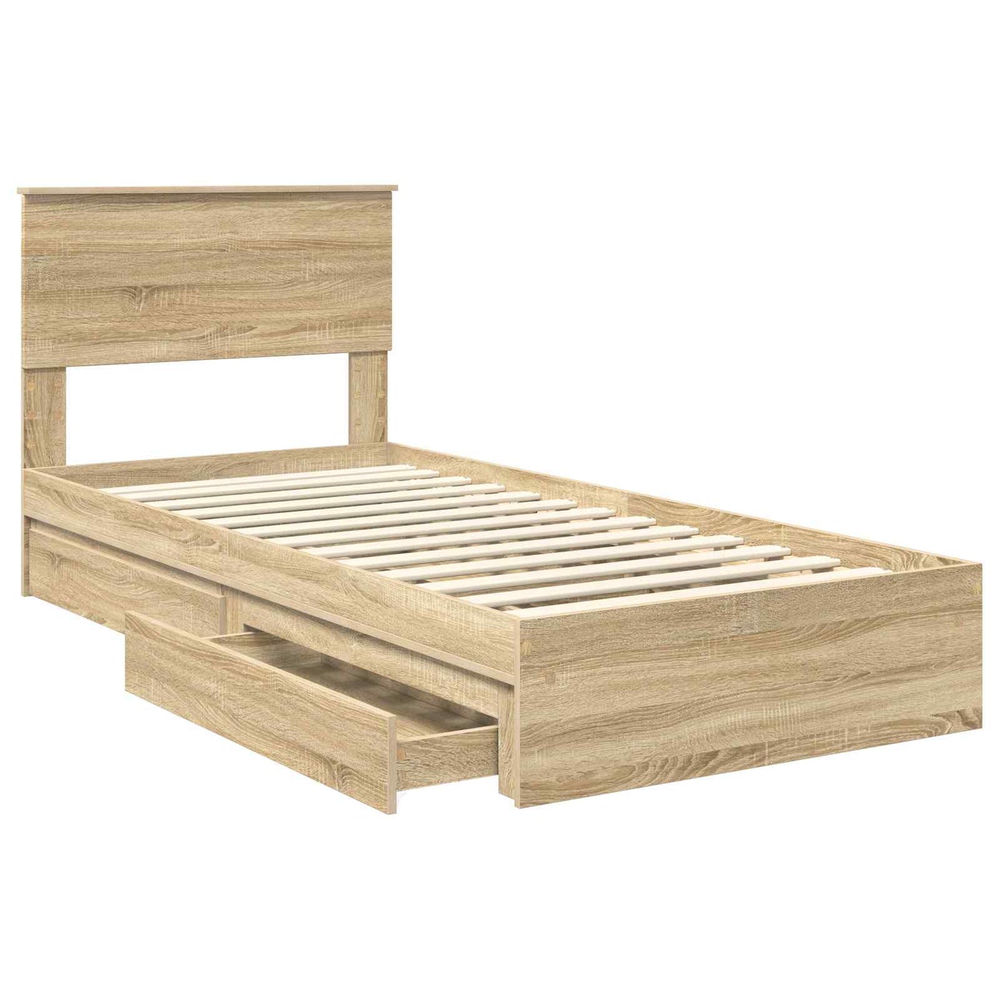 Letto con Contenitore con testiera Rovere Sonoma 90 x 190 cm