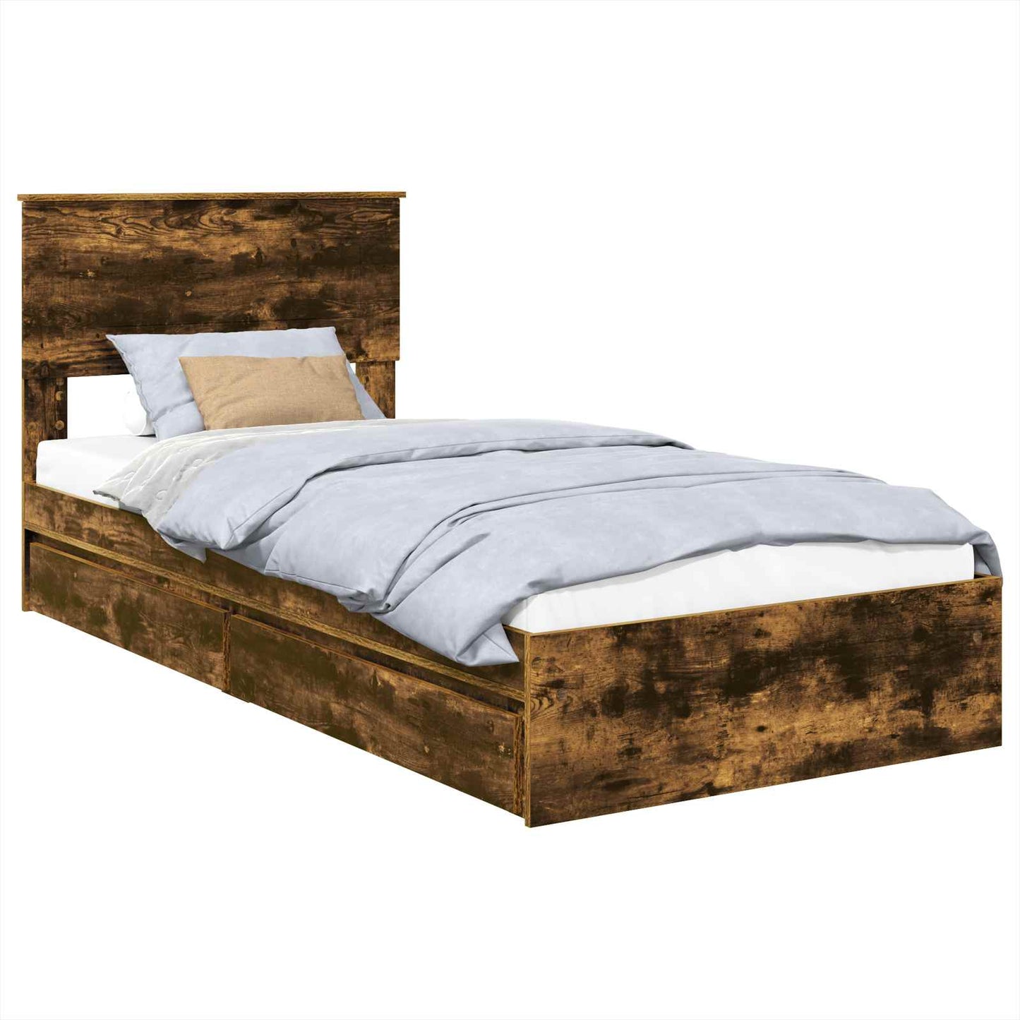 Letto con Contenitore Rovere fumÃ© 90 x 190 cm Legno multistrato