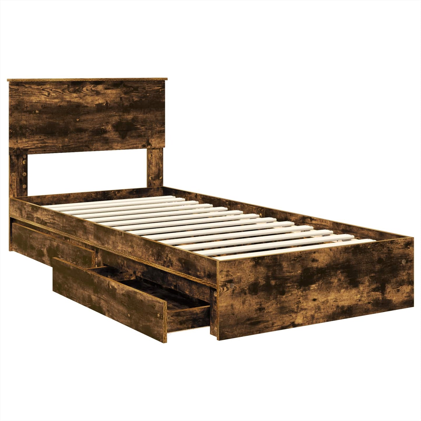 Letto con Contenitore Rovere fumÃ© 90 x 190 cm Legno multistrato