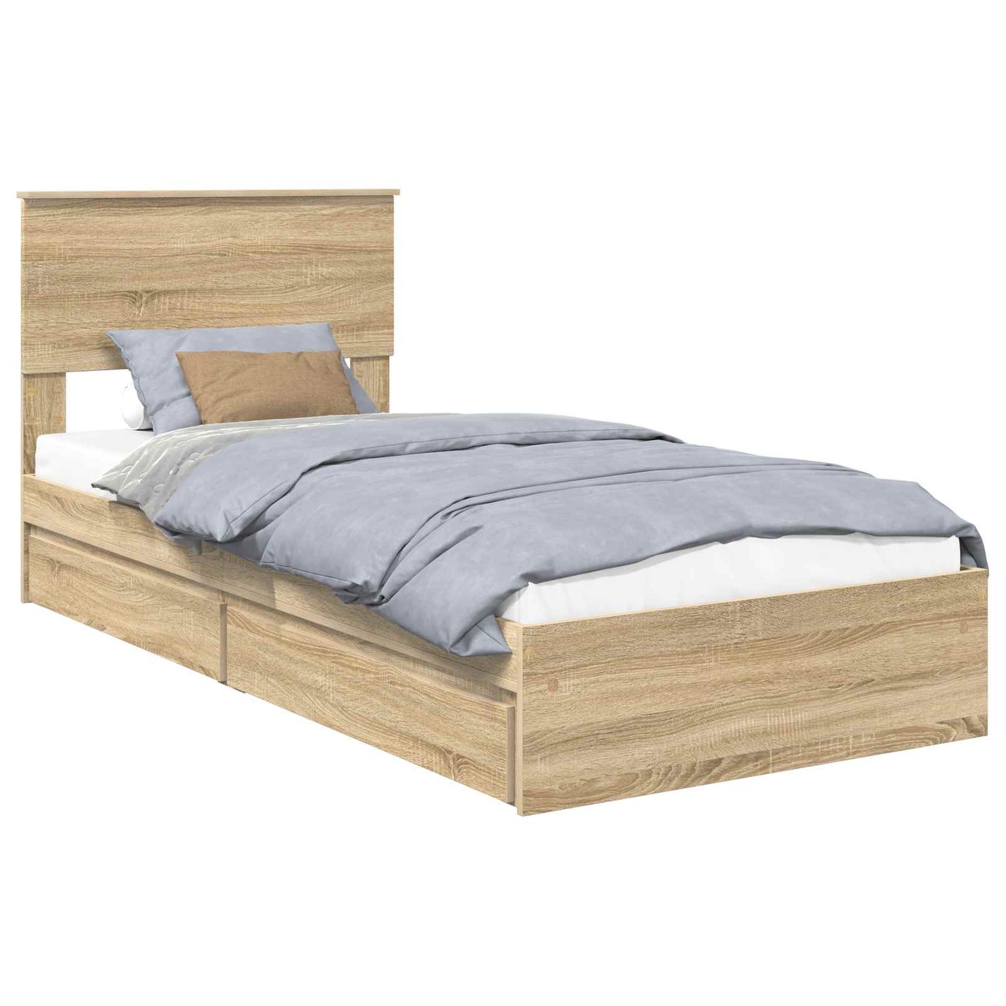 Letto con Contenitore con testiera Rovere Sonoma 90 x 200 cm