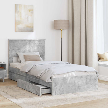 Letto con Contenitore con testiera Grigio cemento 90 x 200 cm