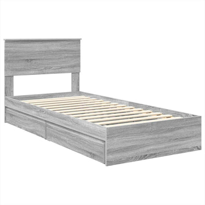 Letto con Contenitore con testiera Grigio Sonoma 90 x 200 cm