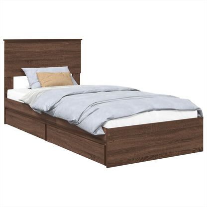 Letto con Contenitore con testiera Rovere Marrone 90 x 200 cm