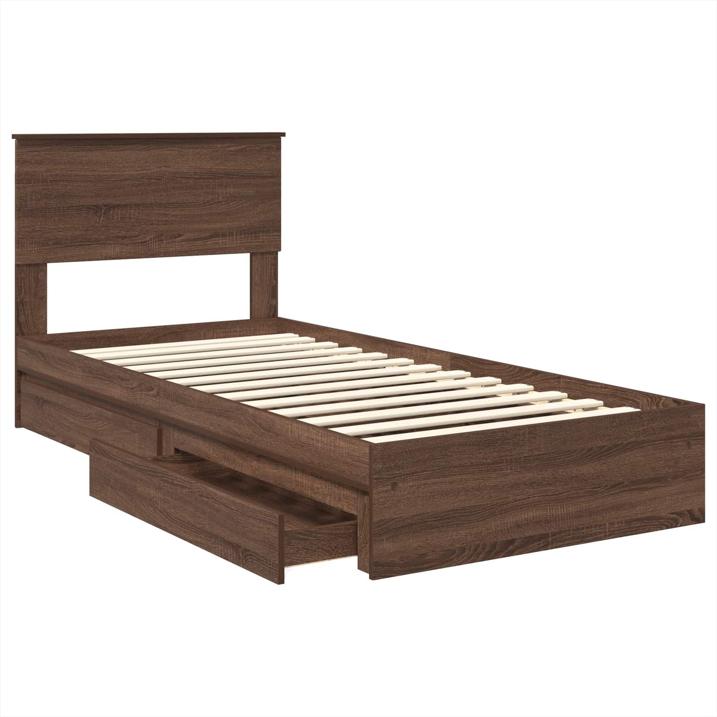 Letto con Contenitore con testiera Rovere Marrone 90 x 200 cm